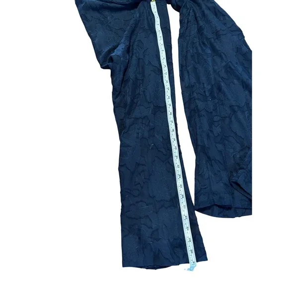 Lulus Navy Blue Floral Burnout Wide Leg Jumpsuit XS V-Neck Flutter Sleeve Formal